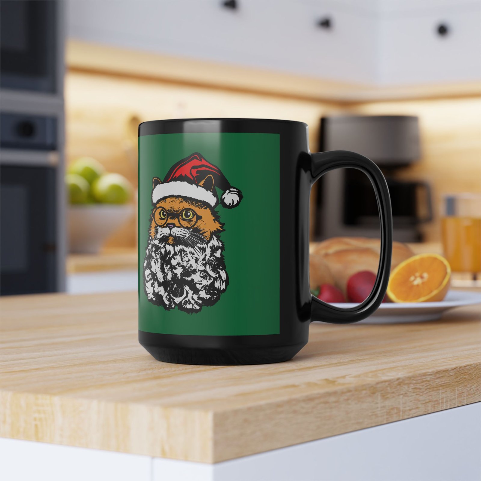🎅🐱 Santa Claws Black Mug – Meowy and Bright - Image 11