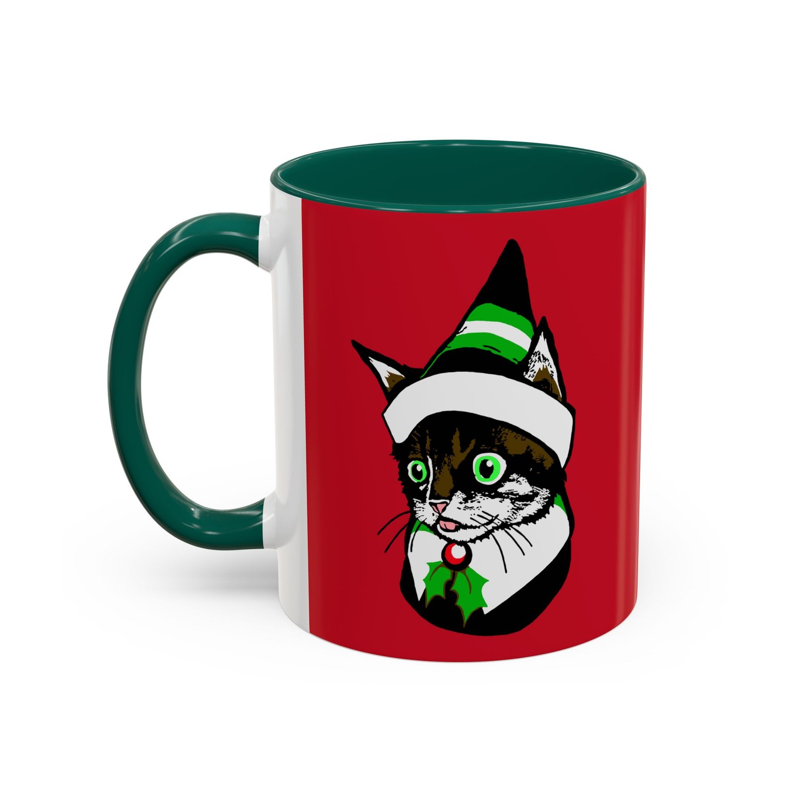 βπ±π Elf Kitten Color Accent Mug β Sip with Holiday Whiskers & Cheer - Image 4