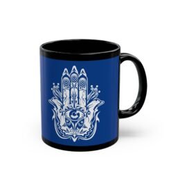 ☕🖐️✨ Hamsa Black Mug – Sip with Protection and Peace