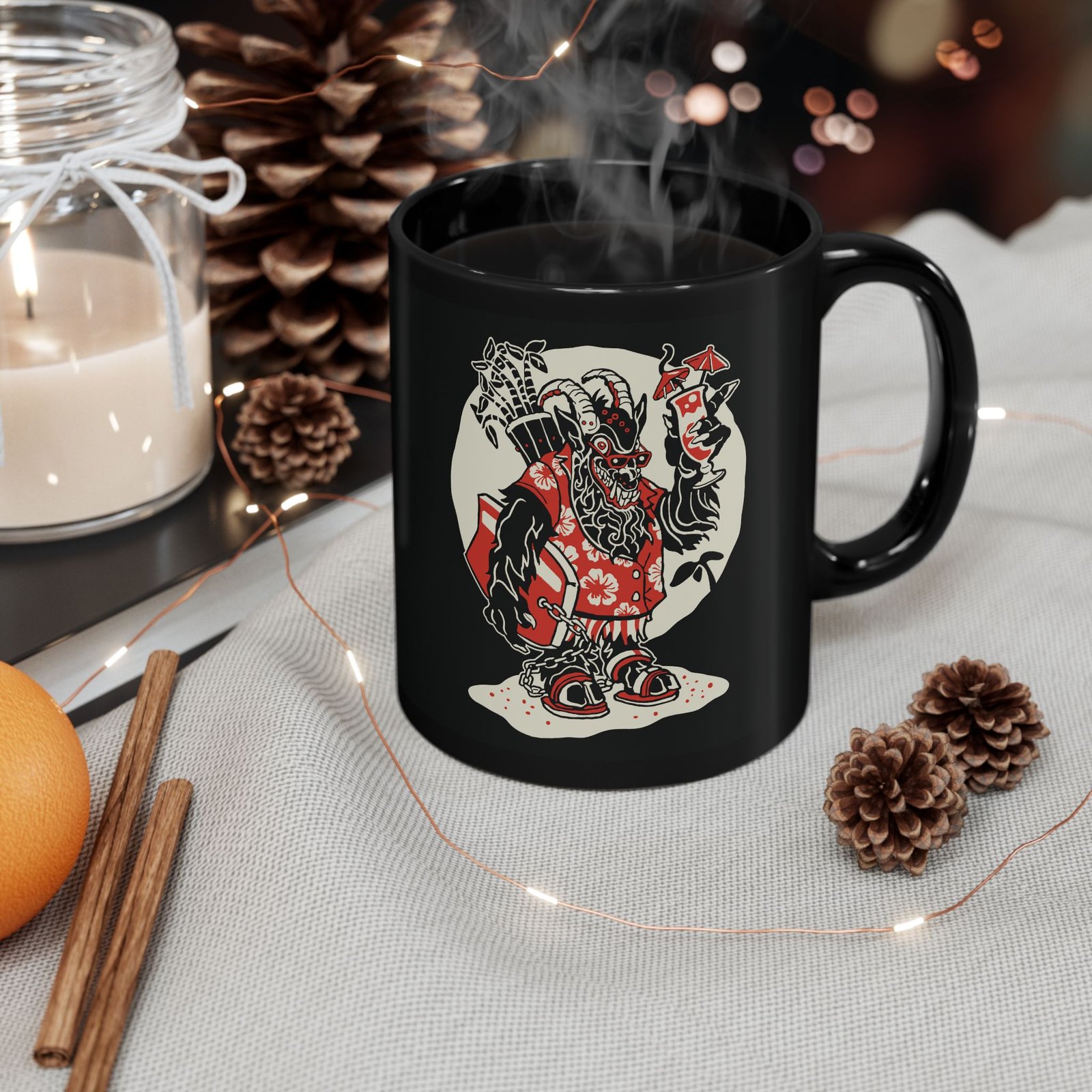 🏖️ Krampus Island Black Mug – Naughty Never Looked So Chill - Image 4