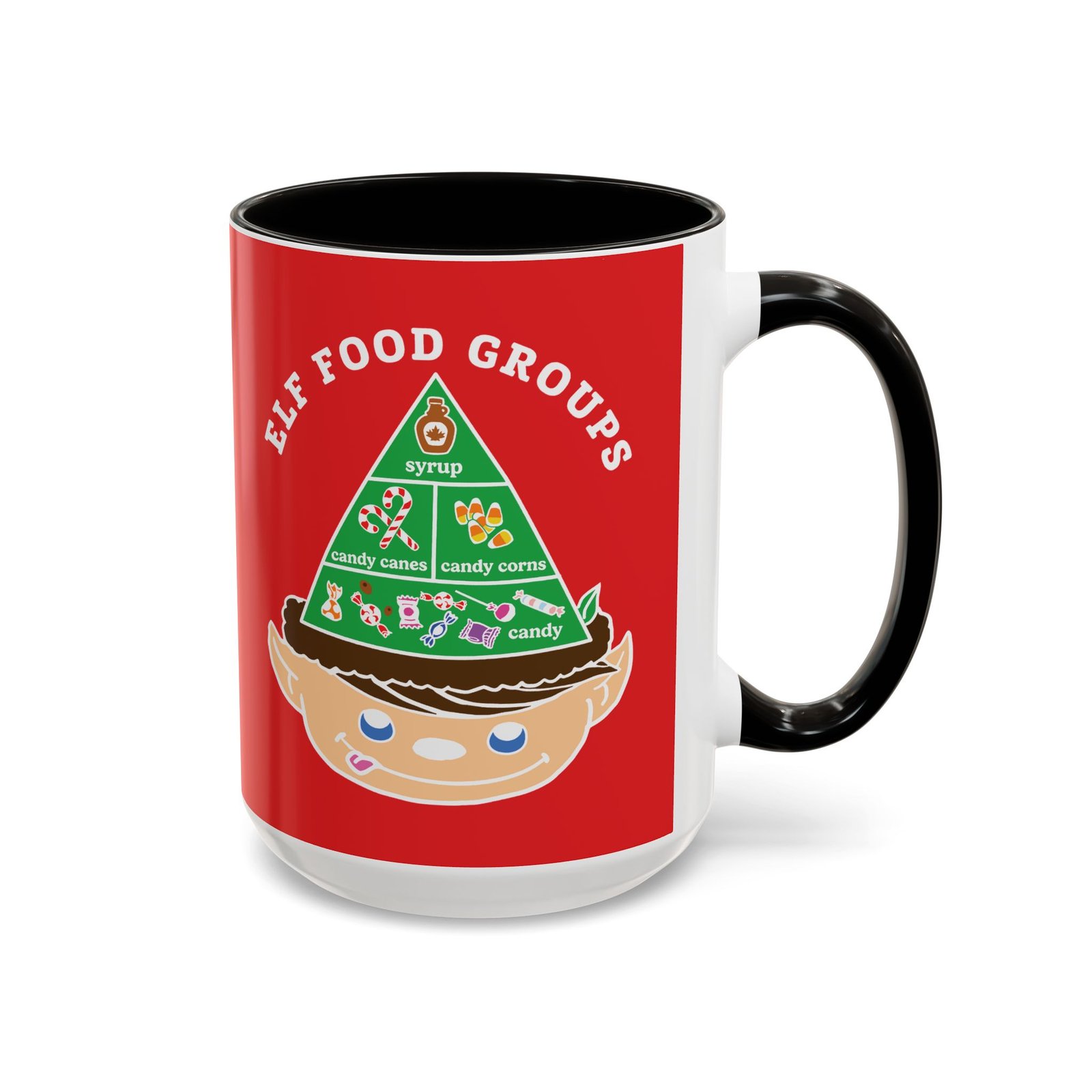 ☕🍬 Elf Food Groups Color Accent Mug – Sweet Sips from the North Pole - Image 25