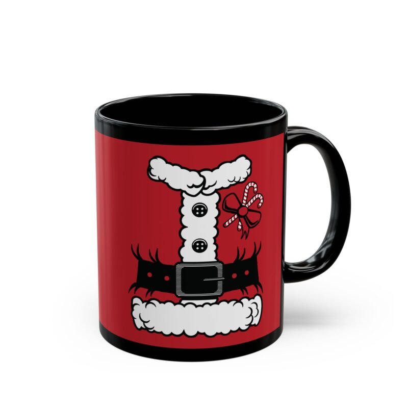 🎅☕ Santa’s Suit Black Mug – Sip Like the Big Guy