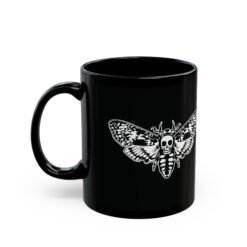 Alternative view of 🦋 Death's Head Moth Black Mug – Dark Elegance with Every Sip