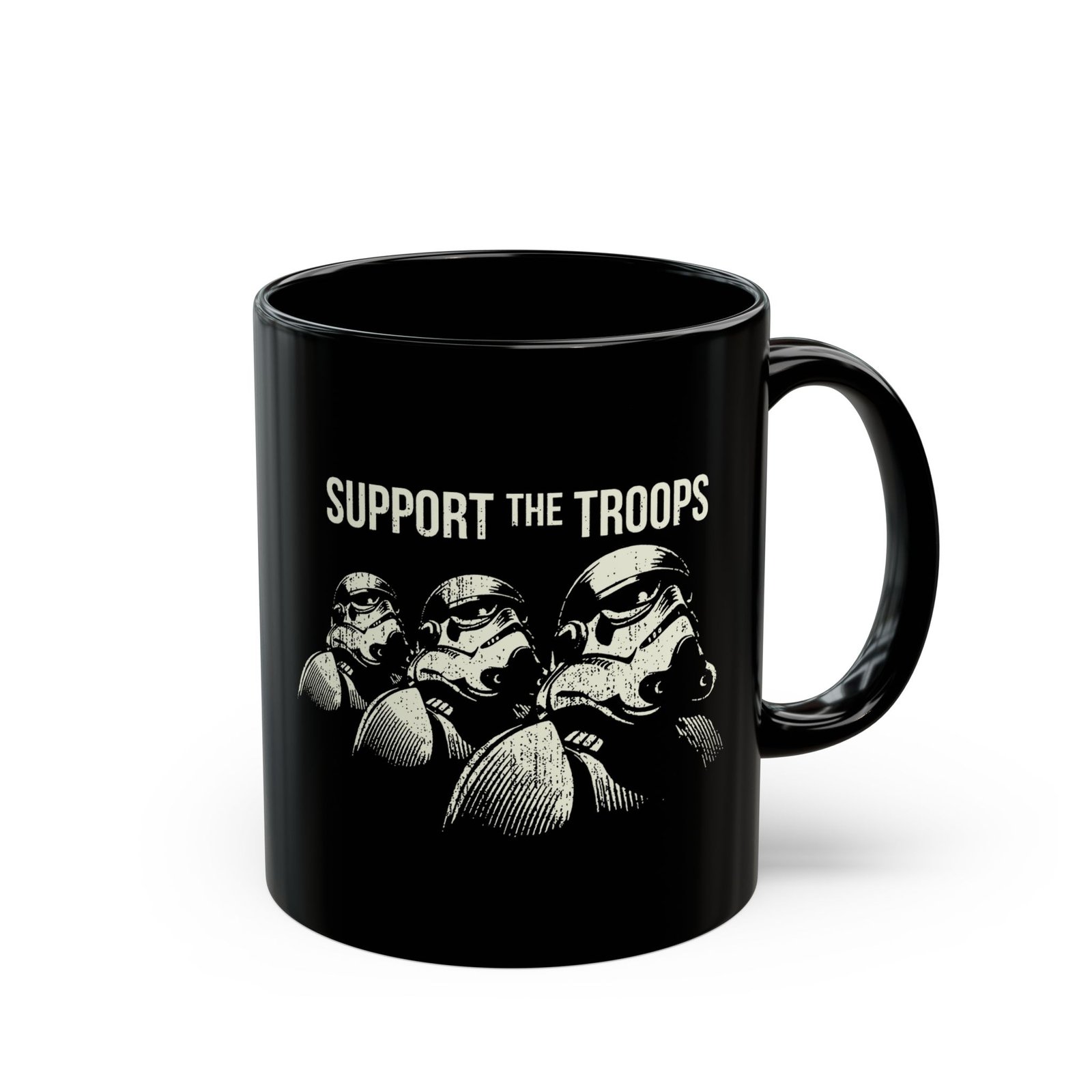 ☕ Support the Troops Black Mug – Fuel Your Day, Empire Style