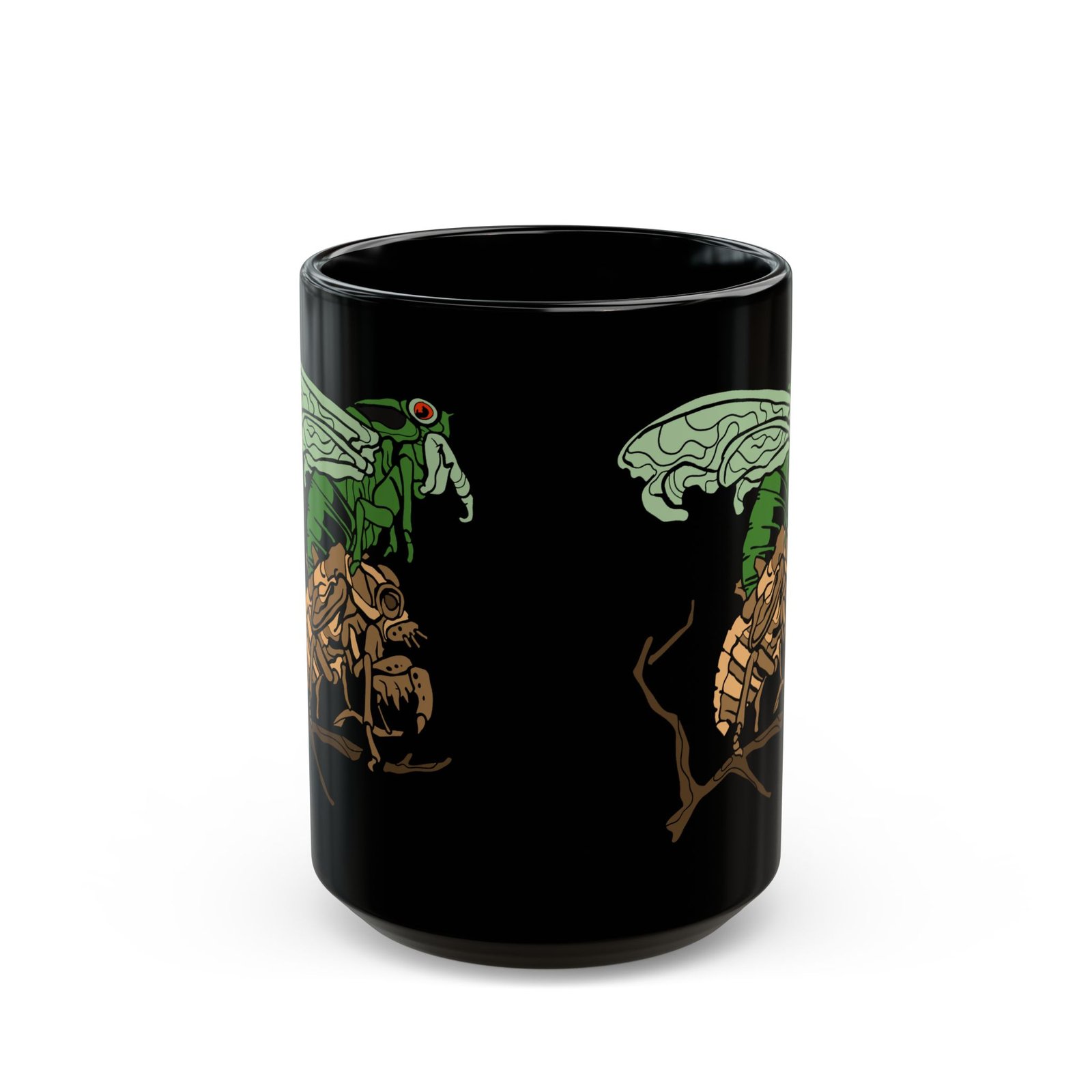 ☕ Molting Cicada Black Mug – Sip Through the Transformation - Image 5