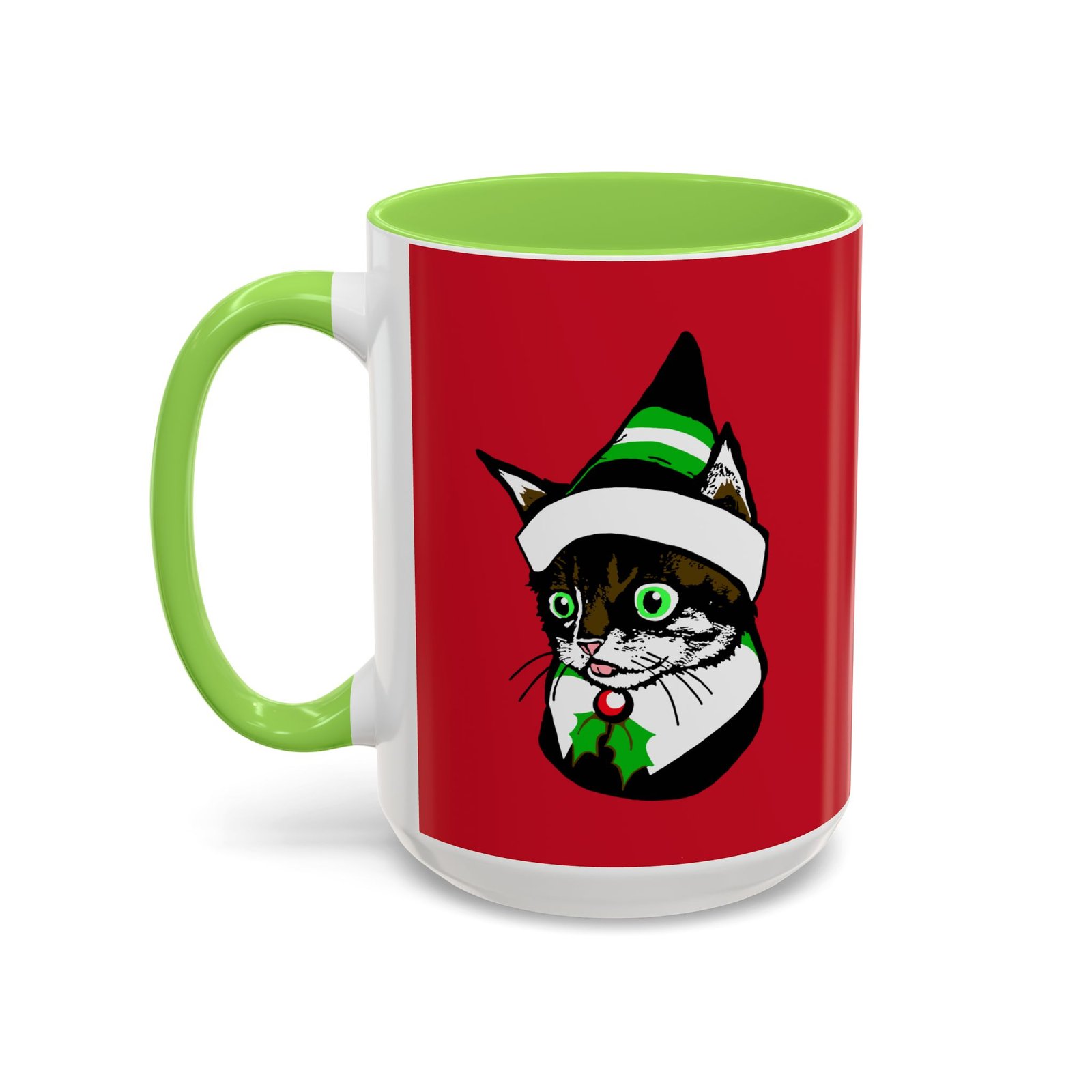 βπ±π Elf Kitten Color Accent Mug β Sip with Holiday Whiskers & Cheer - Image 16