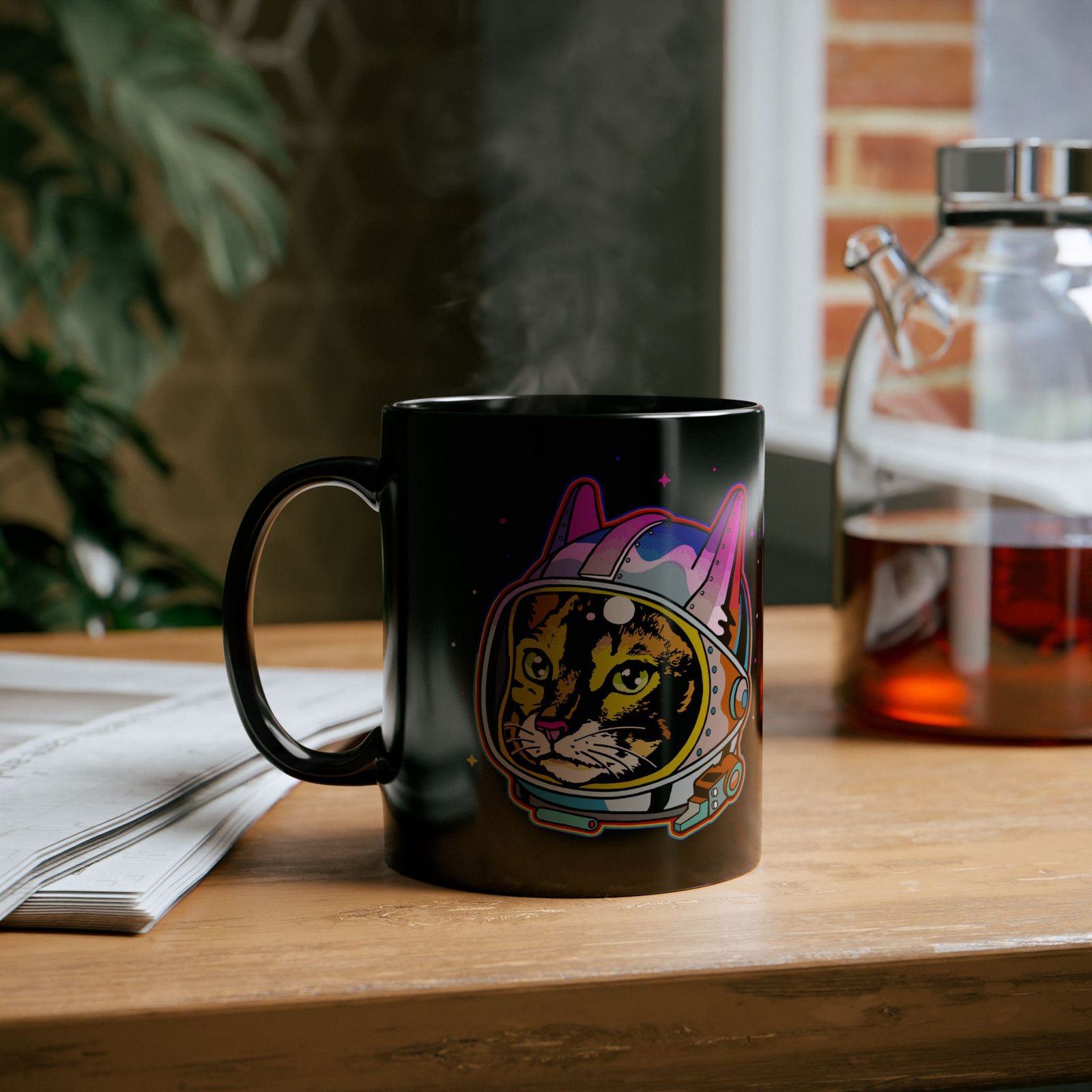 ☕🐱🚀 Space Cat Black Mug – Fuel for Cosmic Catventures - Image 4