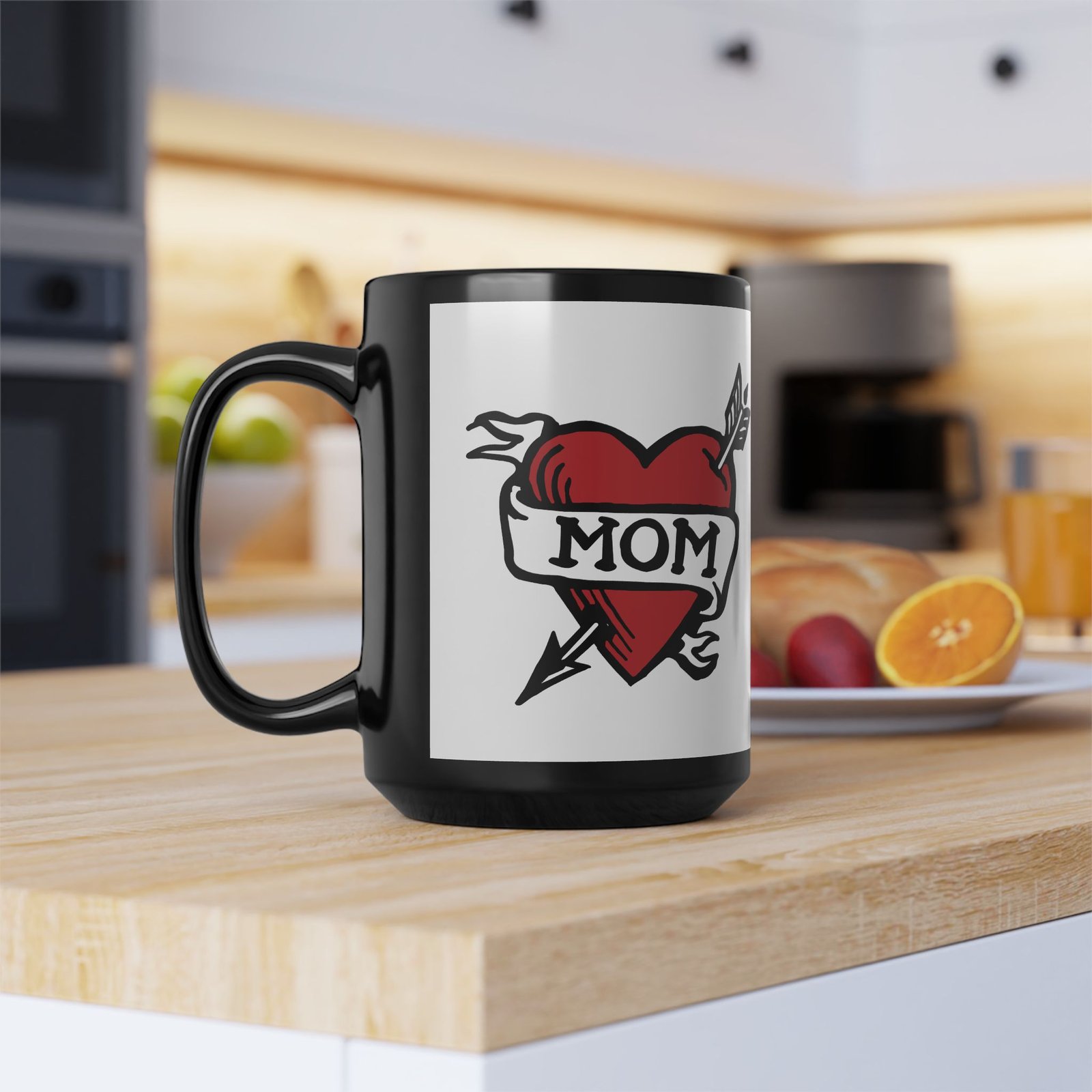 💘 Retro Mom Heart Black Mug – Classic Ink, Hot Drinks, Eternal Love - Image 9