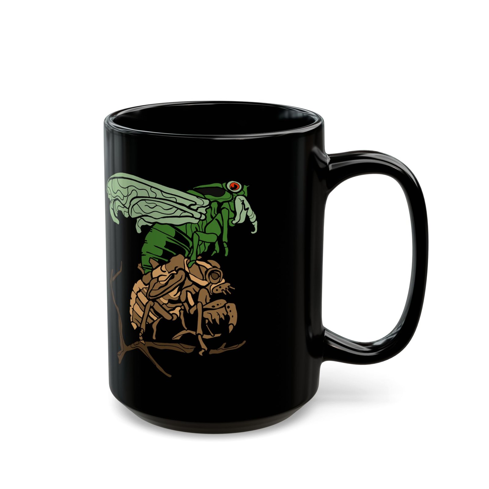 ☕ Molting Cicada Black Mug – Sip Through the Transformation - Image 6
