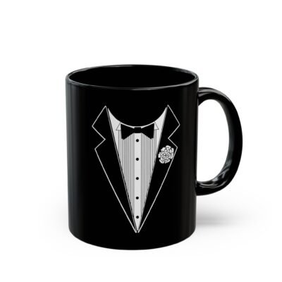 ☕🤵 Tuxedo Print Black Mug – Sippin’ in Style