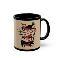 ☕ Cave Art Bulls Black Mug – Sip Like It's 15,000 B.C.