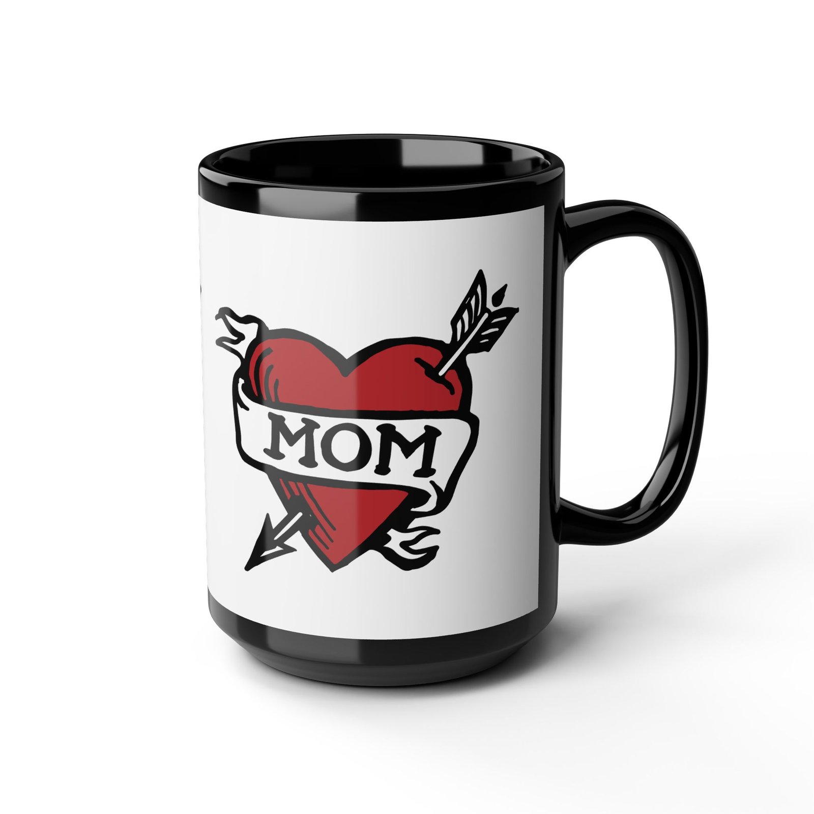 💘 Retro Mom Heart Black Mug – Classic Ink, Hot Drinks, Eternal Love - Image 8