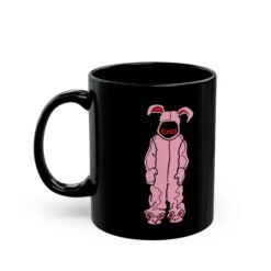 Alternative view of 🎄🐰 Ralphie Bunny Suit Black Mug – Sip with Holiday Sass