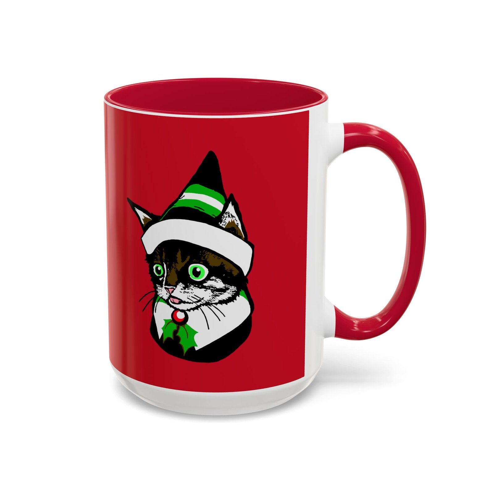 βπ±π Elf Kitten Color Accent Mug β Sip with Holiday Whiskers & Cheer - Image 19
