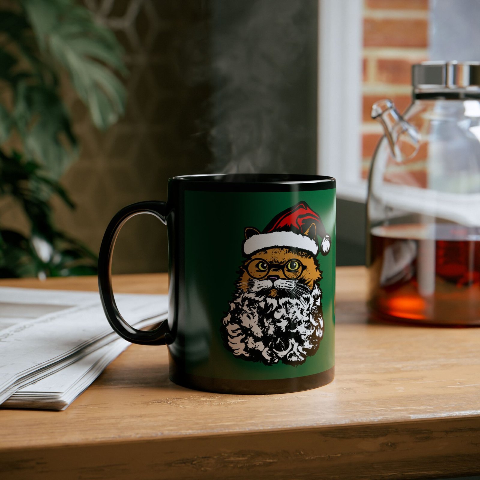 🎅🐱 Santa Claws Black Mug – Meowy and Bright - Image 6