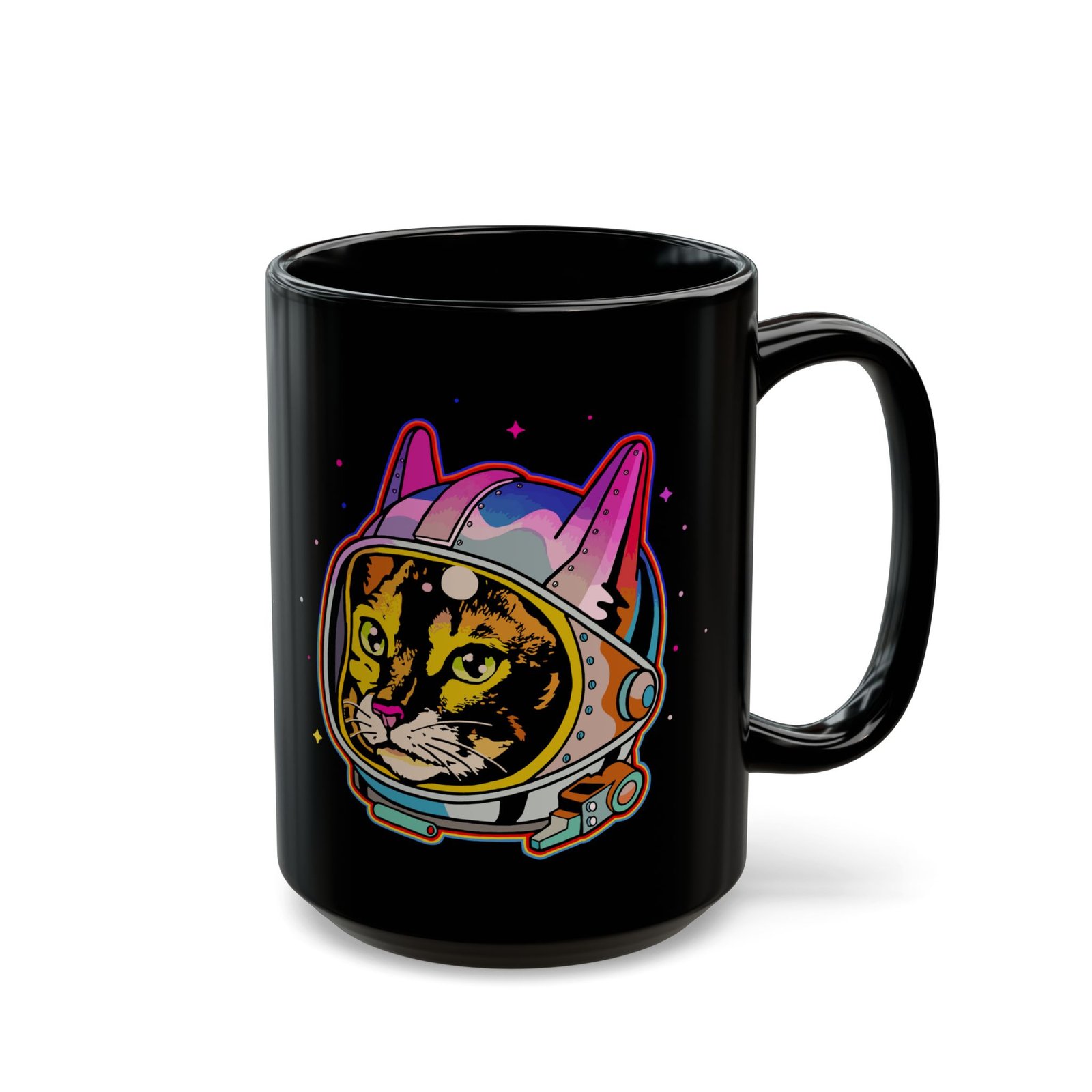 ☕🐱🚀 Space Cat Black Mug – Fuel for Cosmic Catventures - Image 9