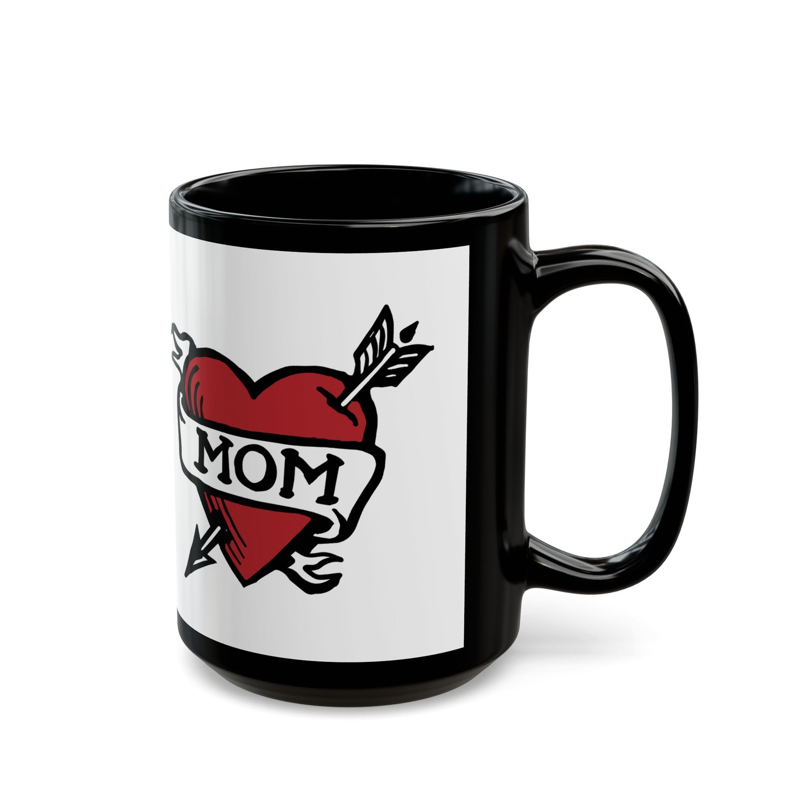 💘 Retro Mom Heart Black Mug – Classic Ink, Hot Drinks, Eternal Love - Image 5
