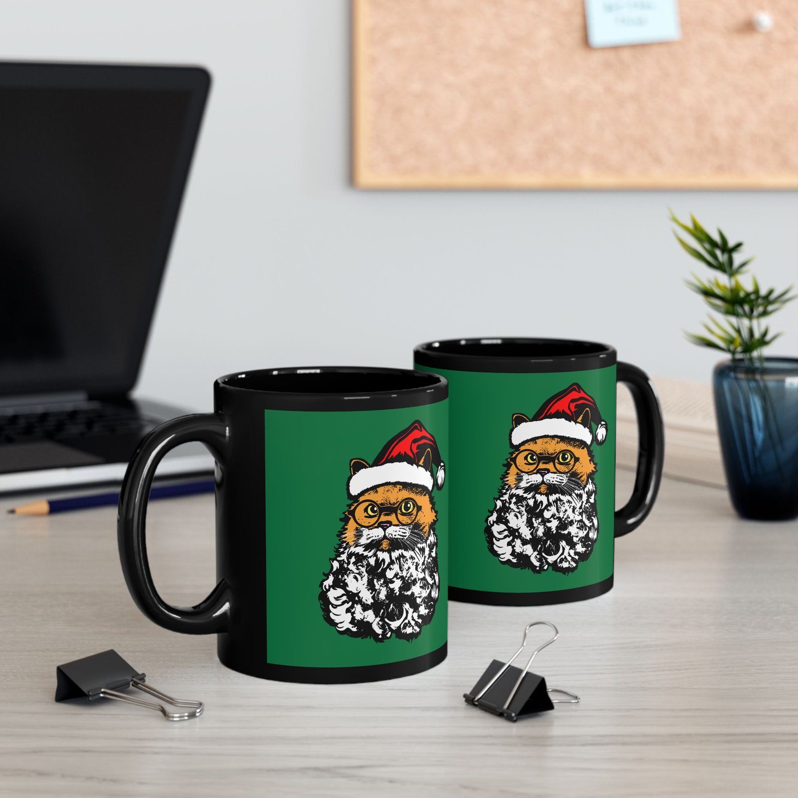 🎅🐱 Santa Claws Black Mug – Meowy and Bright - Image 5