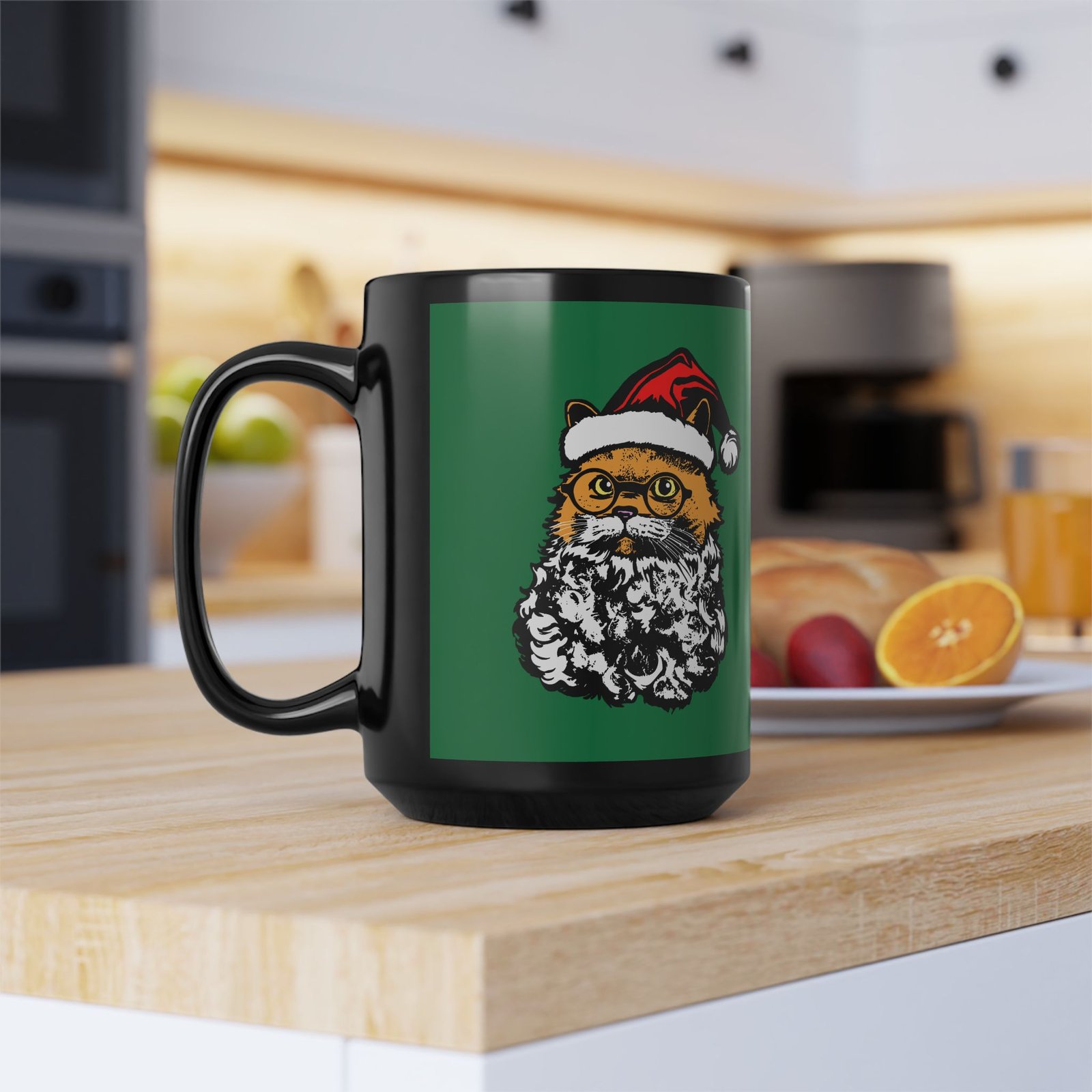 🎅🐱 Santa Claws Black Mug – Meowy and Bright - Image 12