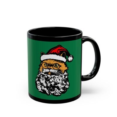 🎅🐱 Santa Claws Black Mug – Meowy and Bright