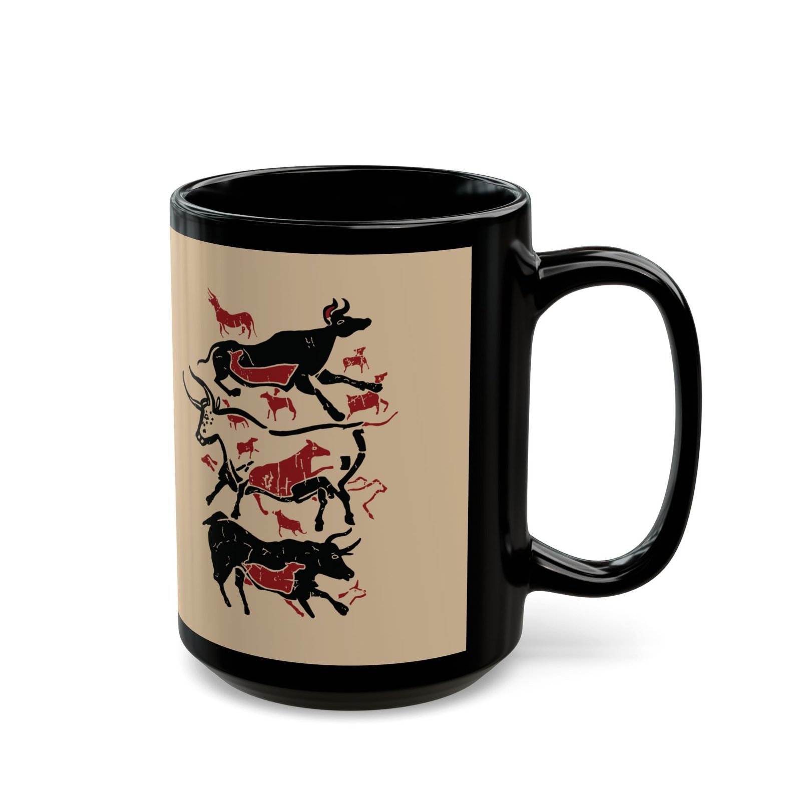 ☕ Cave Art Bulls Black Mug – Sip Like It's 15,000 B.C. - Image 5