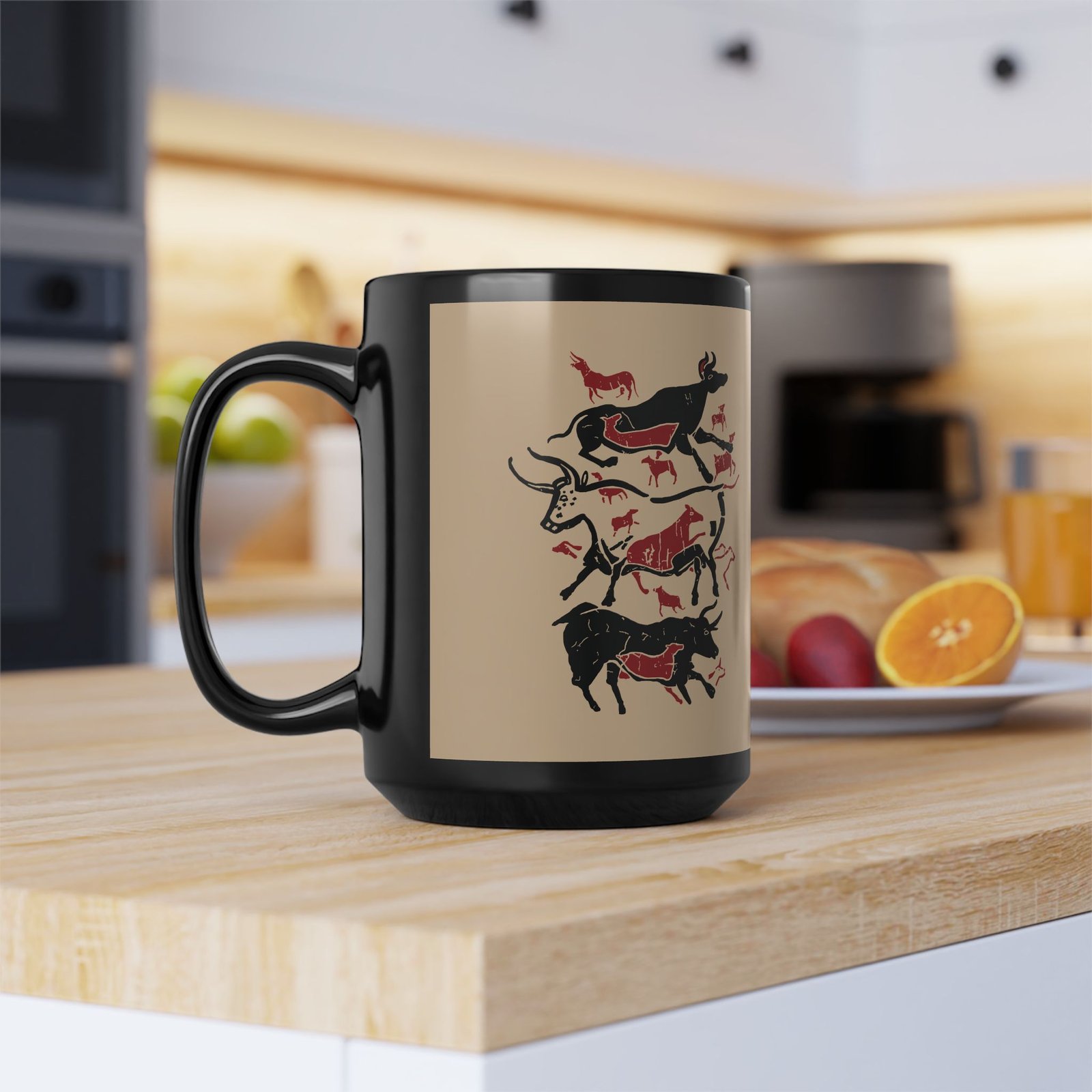 ☕ Cave Art Bulls Black Mug – Sip Like It's 15,000 B.C. - Image 9