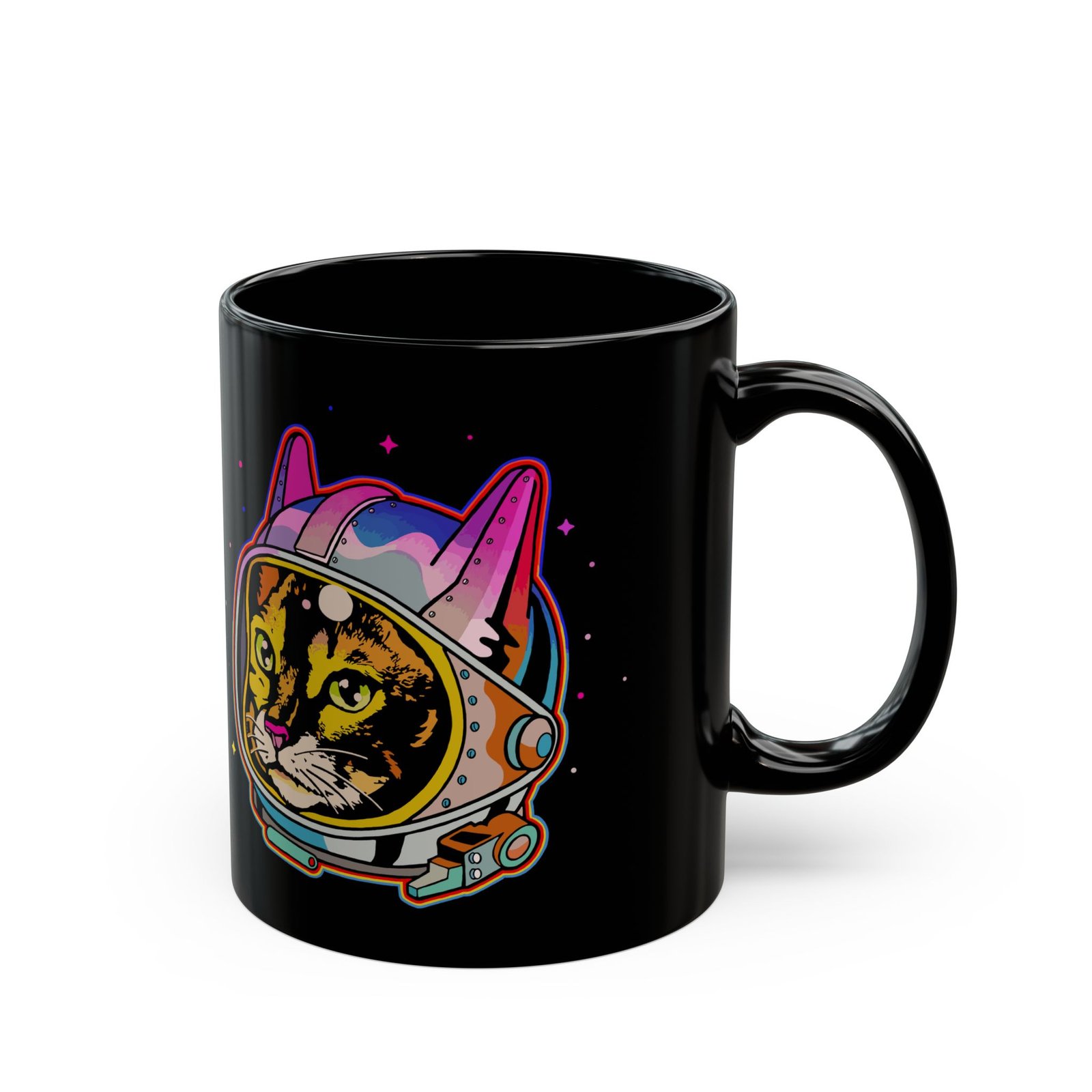 ☕🐱🚀 Space Cat Black Mug – Fuel for Cosmic Catventures - Image 3
