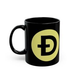 Alternative view of 🚀🐶 Dogecoin Black Mug – Much Coffee, Very Wow