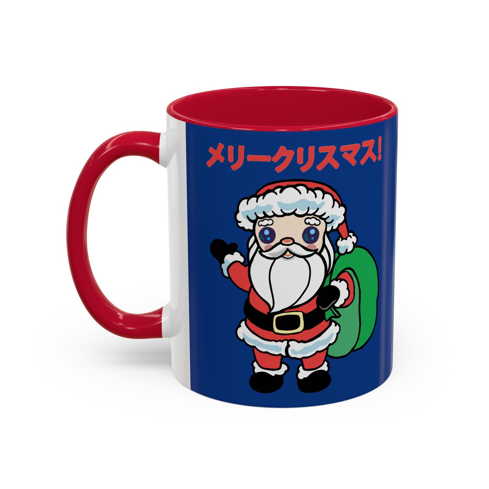 ☕ Kawaii Santa Color Accent Mug – メリークリスマス with Every Sip