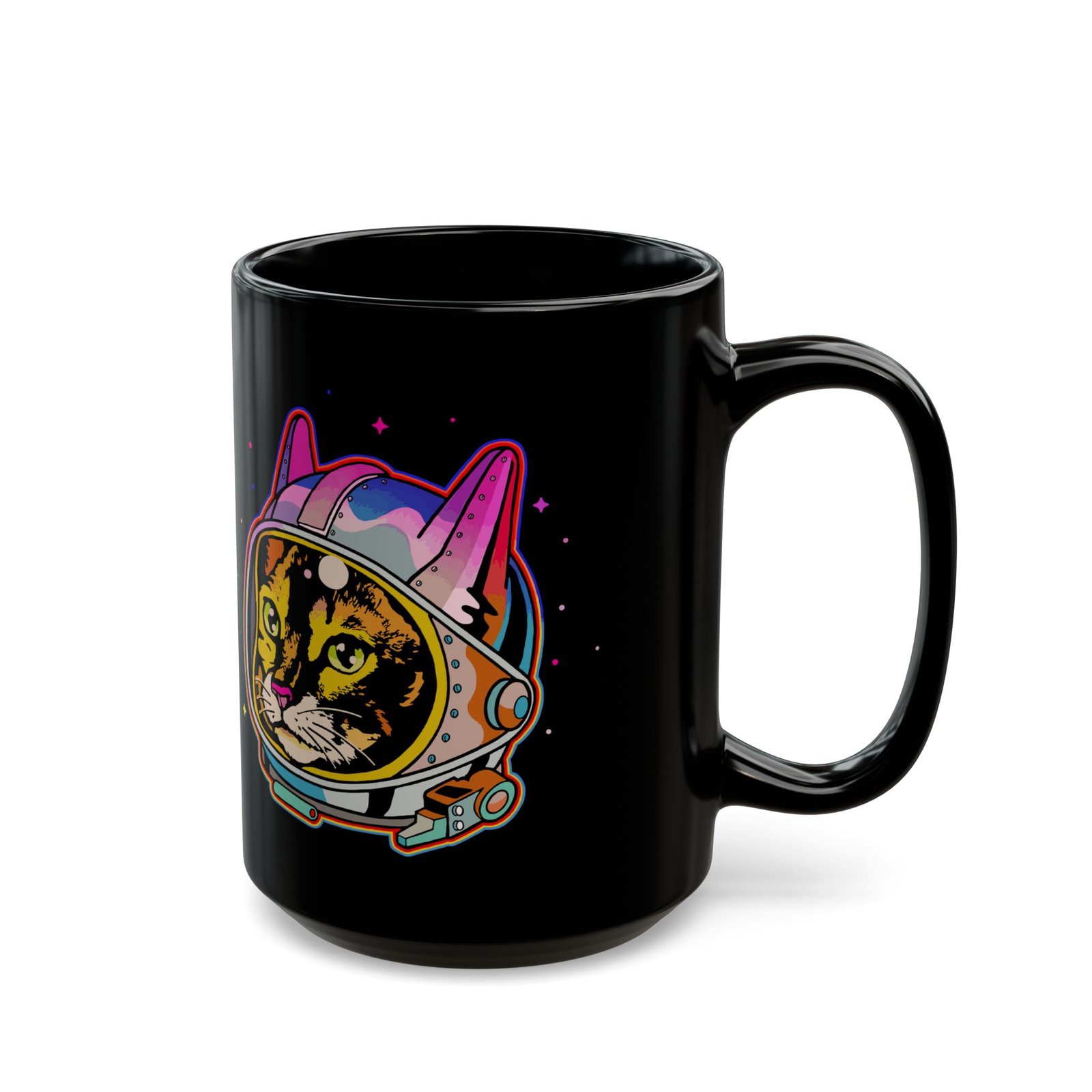 ☕🐱🚀 Space Cat Black Mug – Fuel for Cosmic Catventures - Image 6