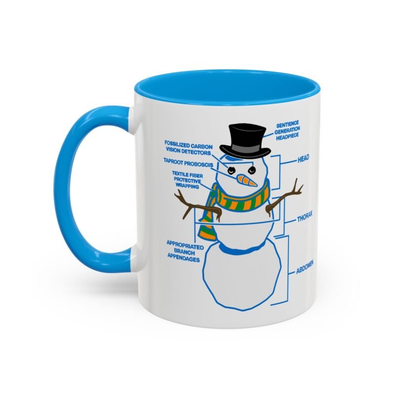 ☕ Snowman Anatomy Color Accent Mug – Sip with a Side of Snowman Science