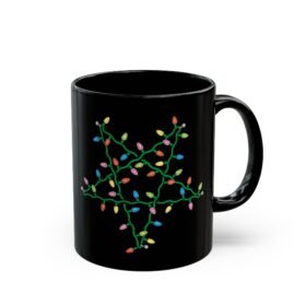 ☕ Holiday Pentagram Black Mug – Sip Your Cocoa with a Side of Chaos