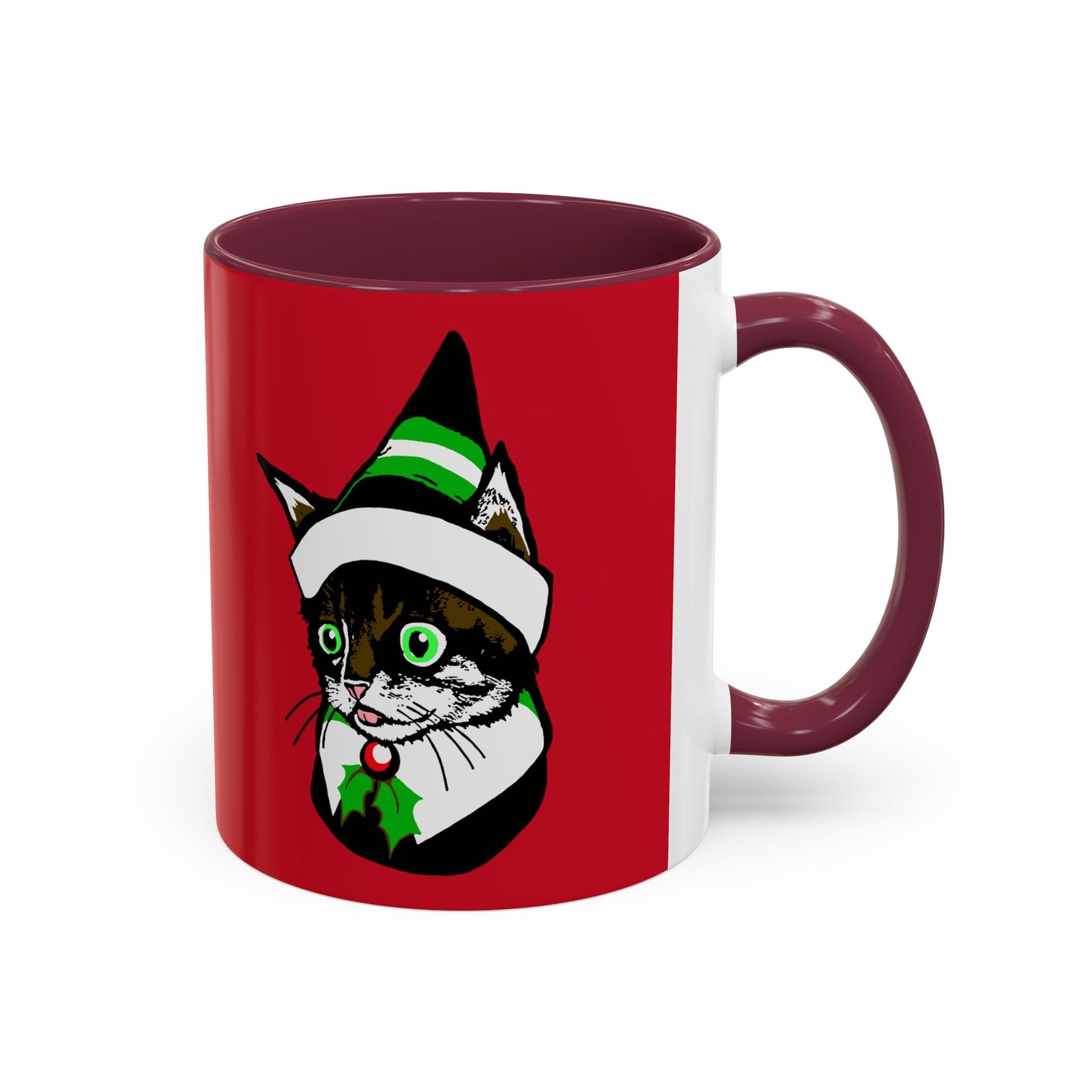 βπ±π Elf Kitten Color Accent Mug β Sip with Holiday Whiskers & Cheer - Image 7