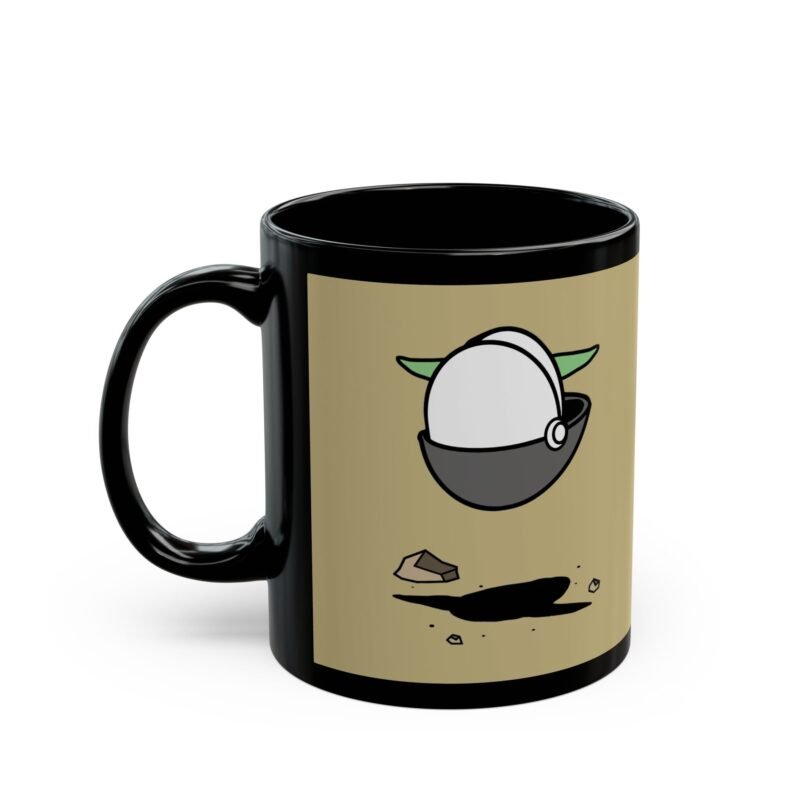 ☕🛸👶🌌 Floating Away Black Mug – Sip While You Hover