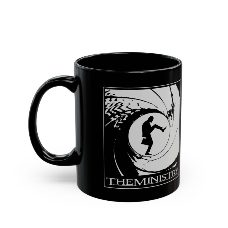 🕴️ Ministry of Silly Walks x James Bond Black Mug – Sip with Style... and a Stumble