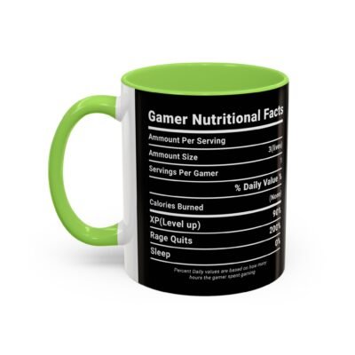 ☕🎮 Gamer Nutrition Facts Color Accent Mug – Fuel for Every Respawn