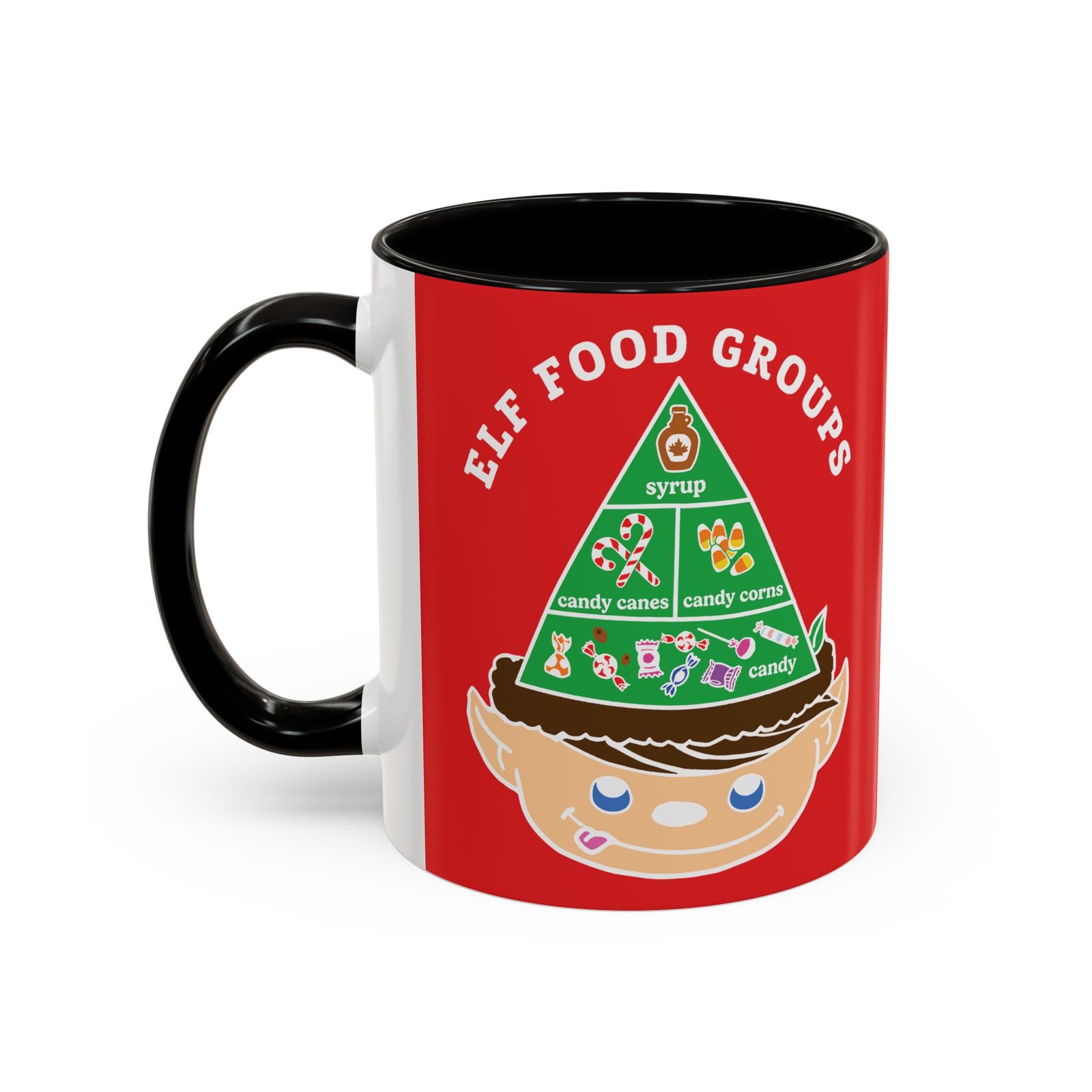 ☕🍬 Elf Food Groups Color Accent Mug – Sweet Sips from the North Pole - Image 4