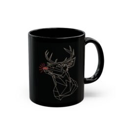 ☕ Polygon Rudolph Black Mug – Sleek Sips with a Red-Nosed Twist