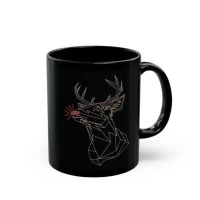 ☕ Polygon Rudolph Black Mug – Sleek Sips with a Red-Nosed Twist