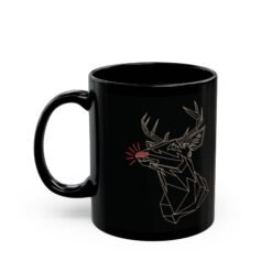 Alternative view of ☕ Polygon Rudolph Black Mug – Sleek Sips with a Red-Nosed Twist