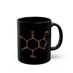 ☕ Caffeine Molecule Black Mug – Science in Every Sip