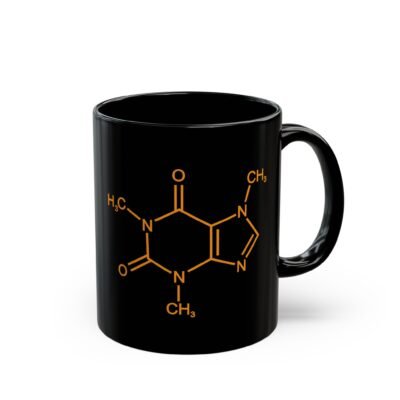 ☕ Caffeine Molecule Black Mug – Science in Every Sip