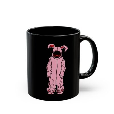 🎄🐰 Ralphie Bunny Suit Black Mug – Sip with Holiday Sass