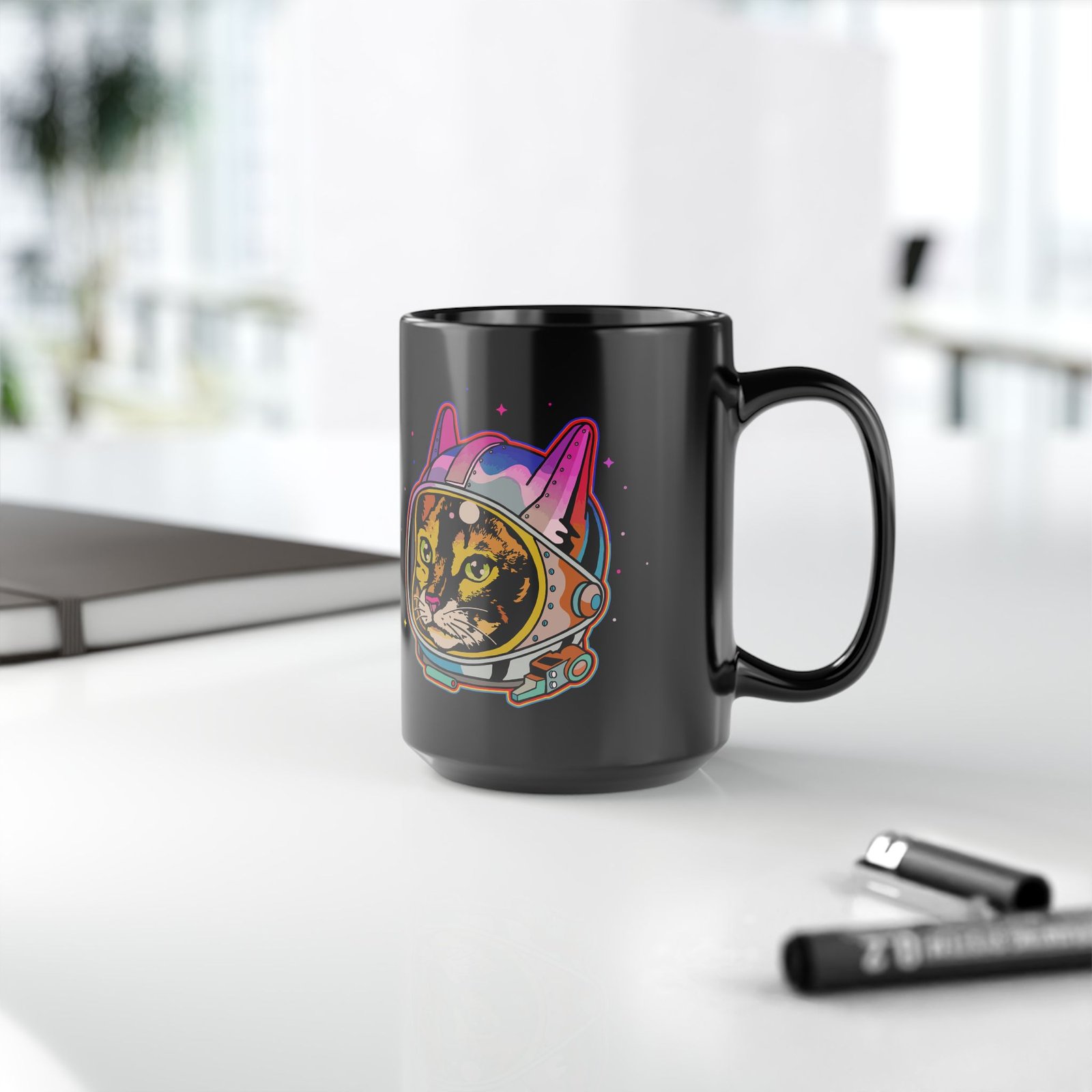 ☕🐱🚀 Space Cat Black Mug – Fuel for Cosmic Catventures - Image 12
