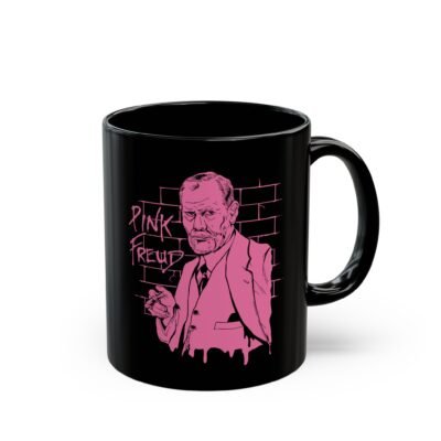 🧠🎸 Pink Freud Black Mug – Sip on That Subconscious