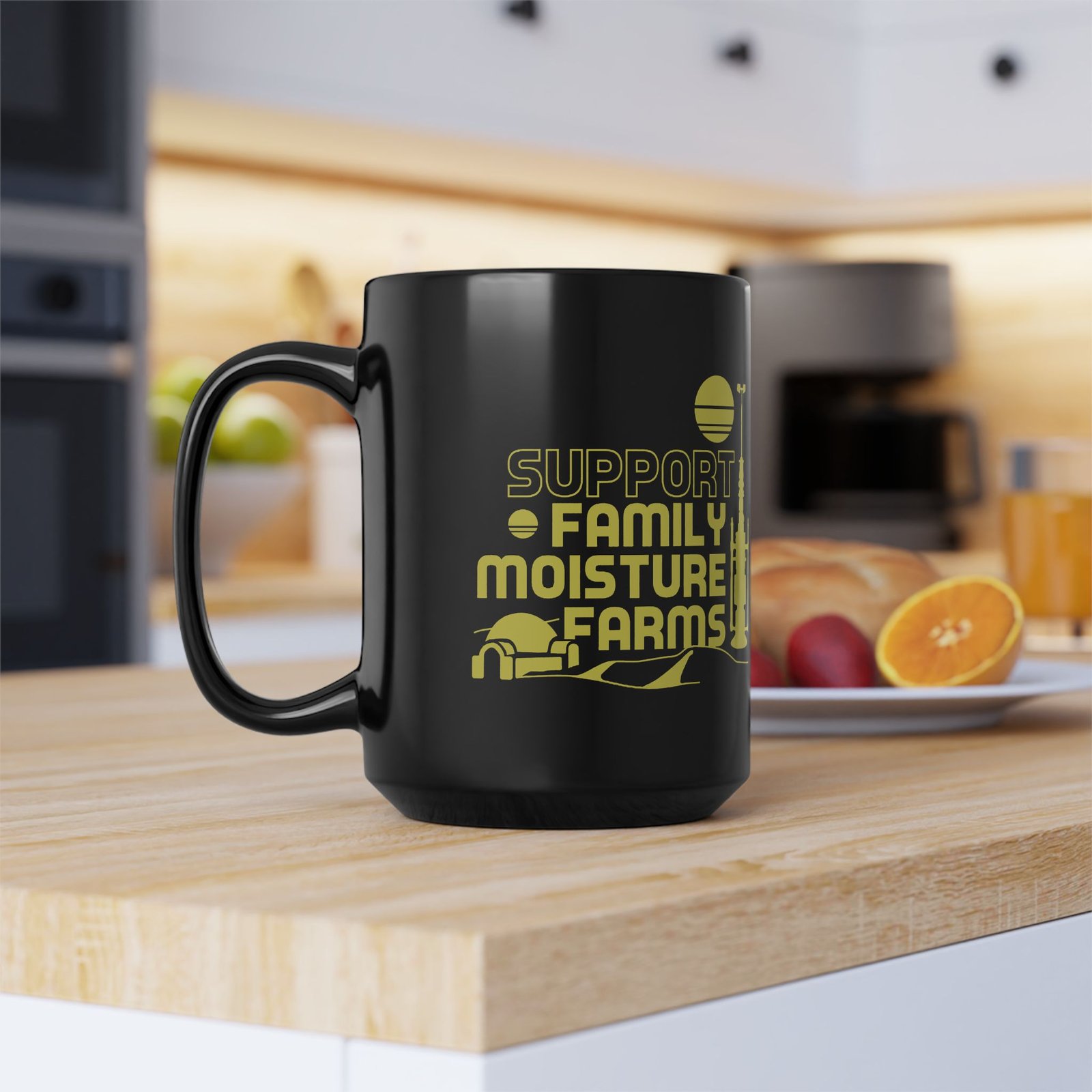 ☕🌞🌵 I Support Family Moisture Farms Black Mug – Brewed on Tatooine, Sipped in Style - Image 9