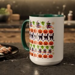 Halloween Ugly Sweater - Color Accent Mug – Sip Something Spooky - Image 15