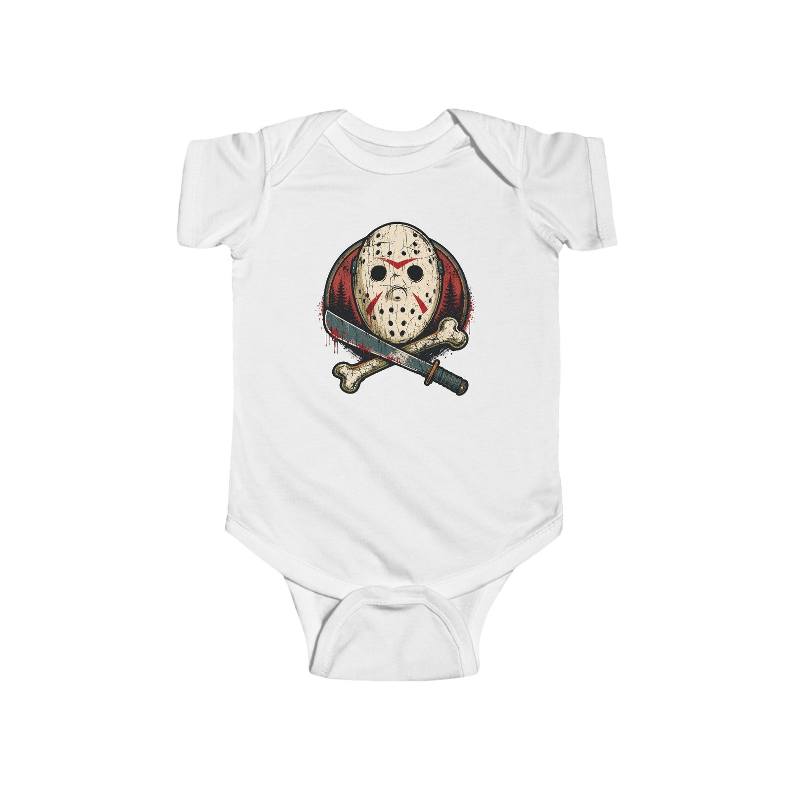 Camp Slasher - Baby Bodysuit – Too Cute to Camp Alone - Image 4