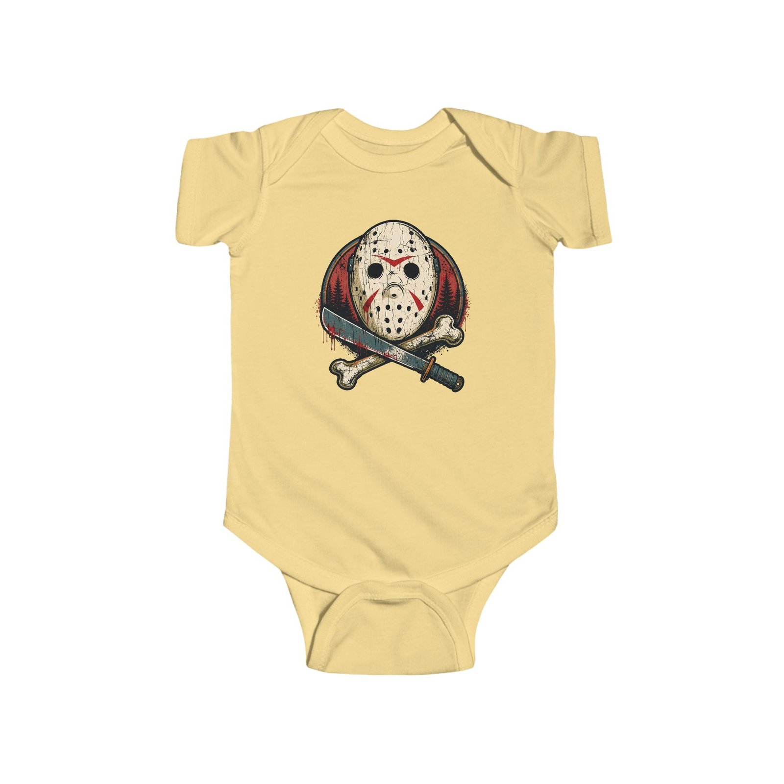 Camp Slasher - Baby Bodysuit – Too Cute to Camp Alone - Image 6