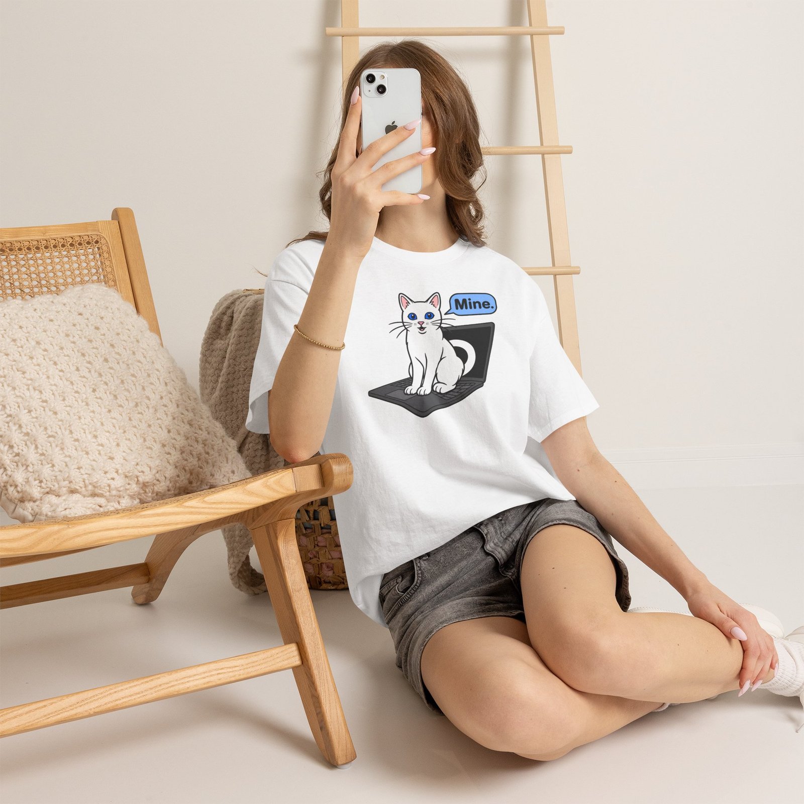 Cat Sits On Laptop – Unisex T-Shirt – Your Laptop Has a New Owner - Image 11